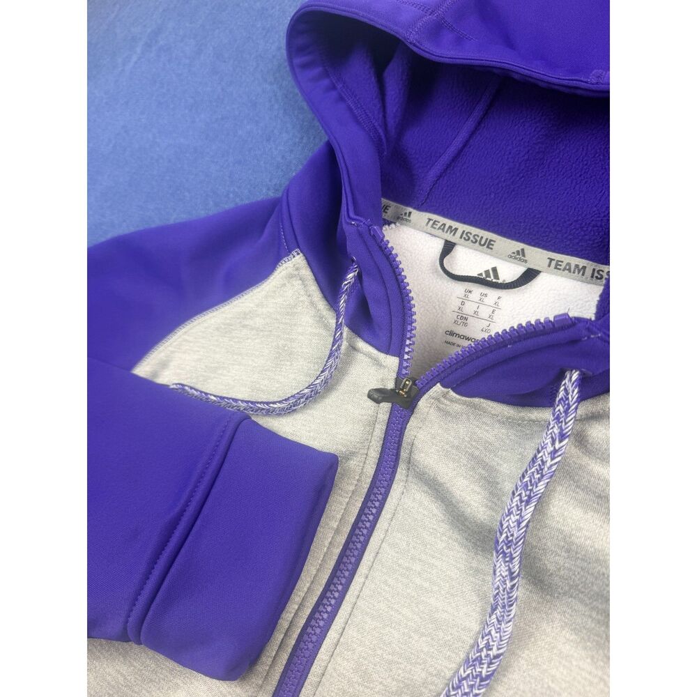 Adidas Team Issue ClimaWarm Full Zip Hoodie Men's XL Gray Purple Athletic